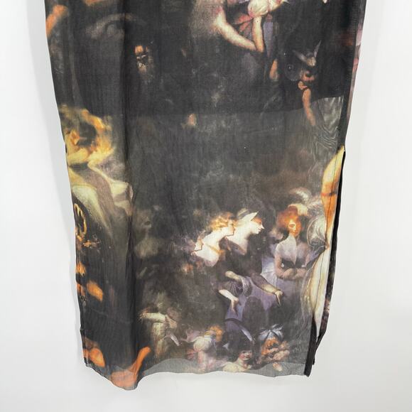 superdown | NWT Angela Midi Dress in Multi Black Angel Heaven Print S - Picture 7 of 15